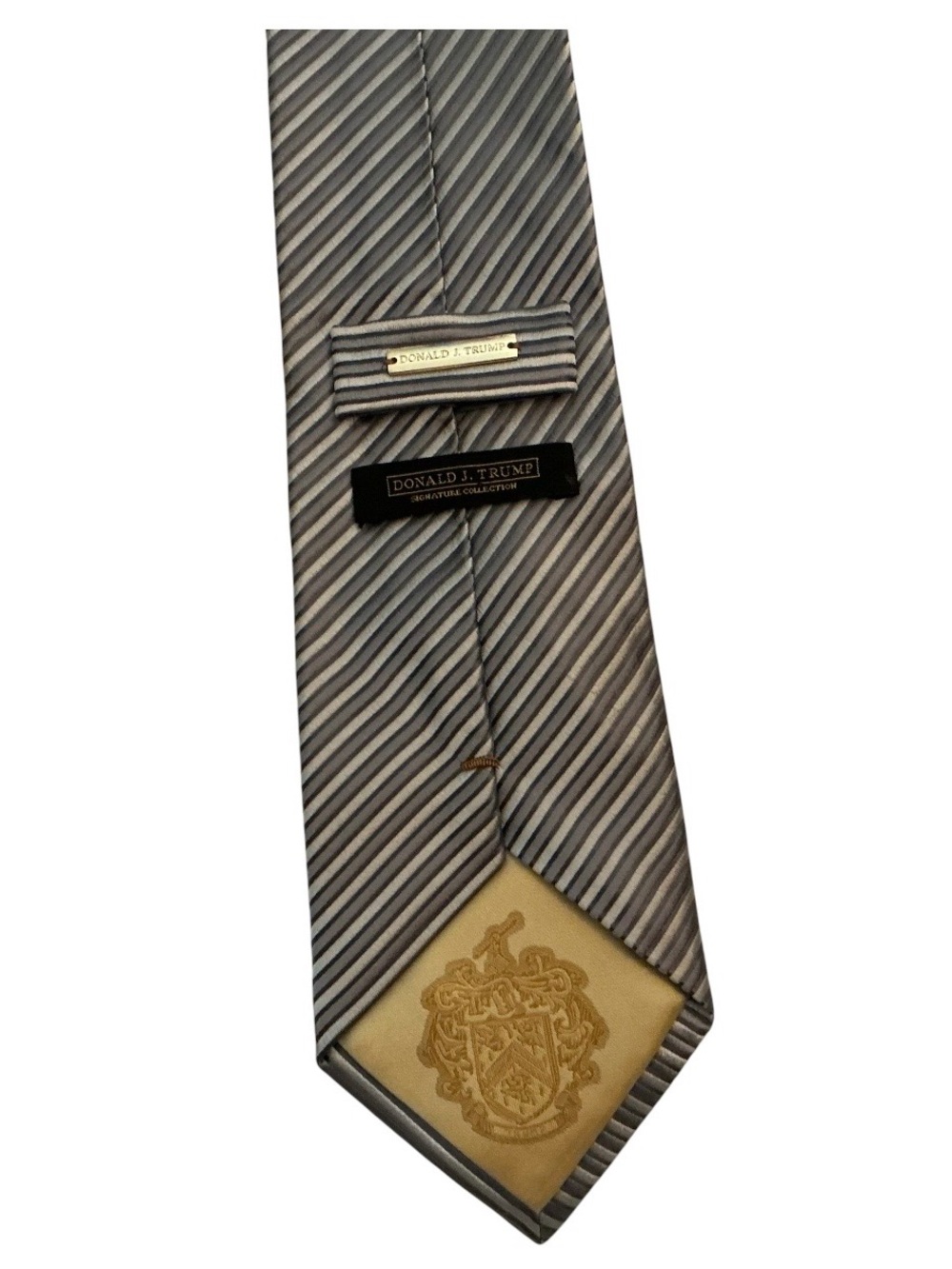 Donald J. Trump Signature Collection Silk Tie Gray Striped Necktie 55”